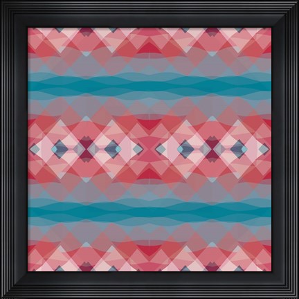 Framed Ethnic Pattern Red Blue Print