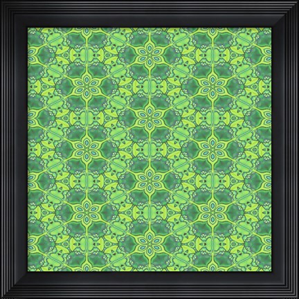 Framed Stained Glass Green Pattern Print