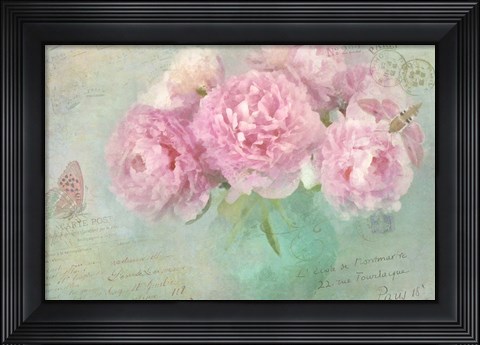 Framed Peonies Paris Vintage Print