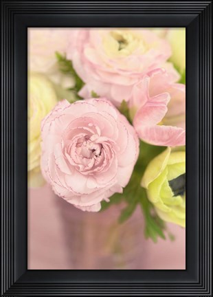 Framed Pink and Lime Spring Bouquet II Print