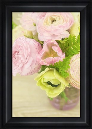 Framed Pink and Lime Spring Bouquet III Print