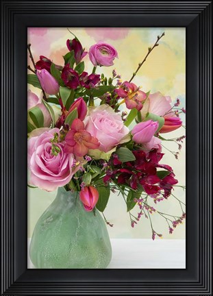Framed Red and Pink Bouquet Print