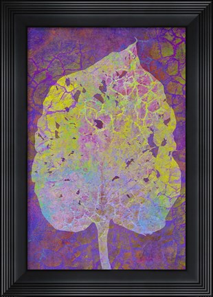 Framed Leaf Lemon on Violet Print