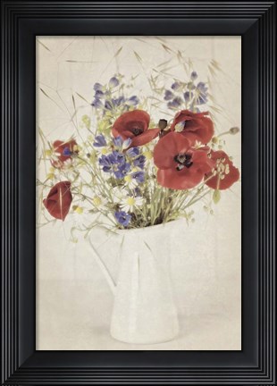 Framed Vintage Jug with Wildflower Bouquet Print