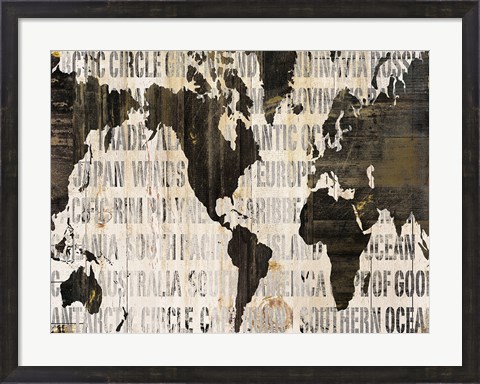 Framed Crate World Map Neutral v2 Print