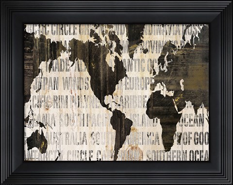 Framed Crate World Map Neutral v2 Print