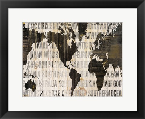 Framed Crate World Map Neutral v2 Print