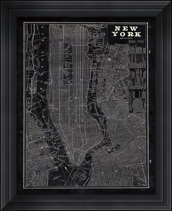 Framed Blueprint Map New York Print