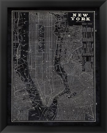 Framed Blueprint Map New York Print