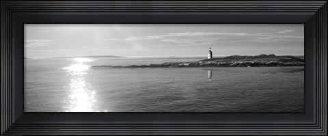 Framed Lighthouse Sound Black and White Crop Print