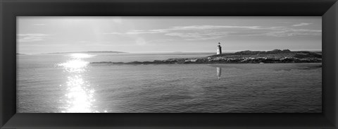 Framed Lighthouse Sound Black and White Crop Print