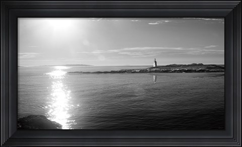 Framed Lighthouse Sound Black and White Print