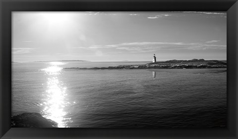 Framed Lighthouse Sound Black and White Print