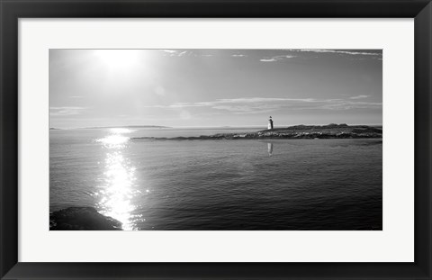 Framed Lighthouse Sound Black and White Print