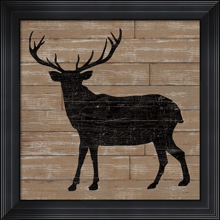 Framed Lake Lodge II Brown no Words Print