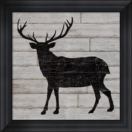 Framed Lake Lodge II Grey no Words Print