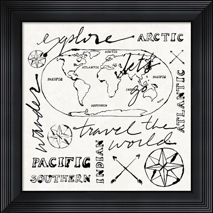Framed Mapped Shorelines II Print