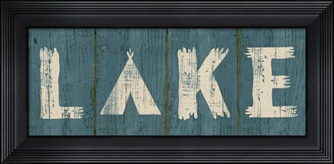Framed Lake Lodge V Blue Print