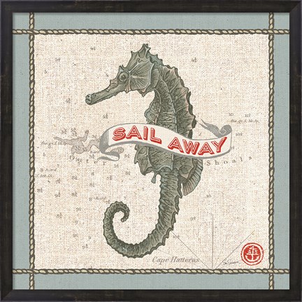 Framed Drift Away Seahorse Print