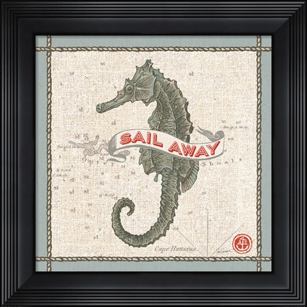 Framed Drift Away Seahorse Print