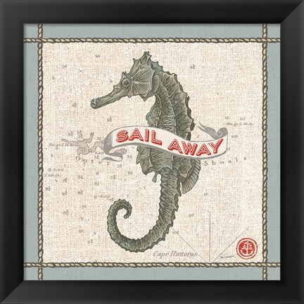 Framed Drift Away Seahorse Print