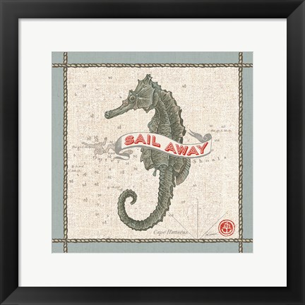 Framed Drift Away Seahorse Print