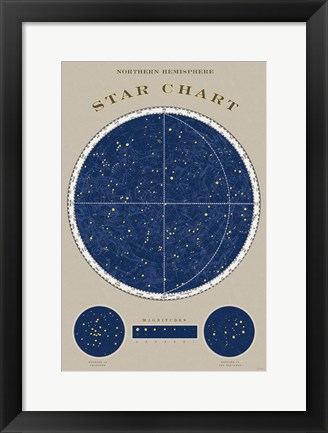 Framed Northern Star Chart Print