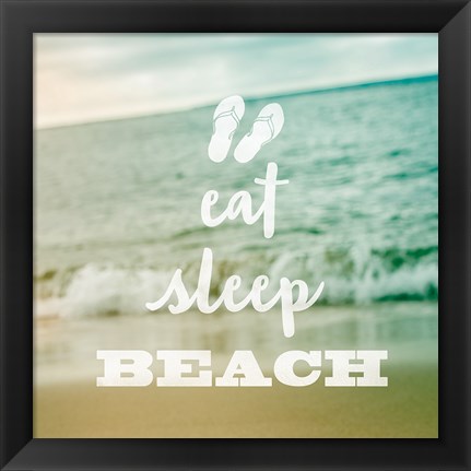 Framed Eat Sleep Beach Print