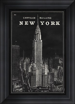 Framed Blueprint Map New York Chrysler Building Black Print