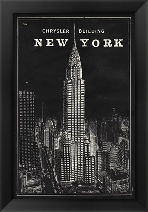 Framed Blueprint Map New York Chrysler Building Black Print