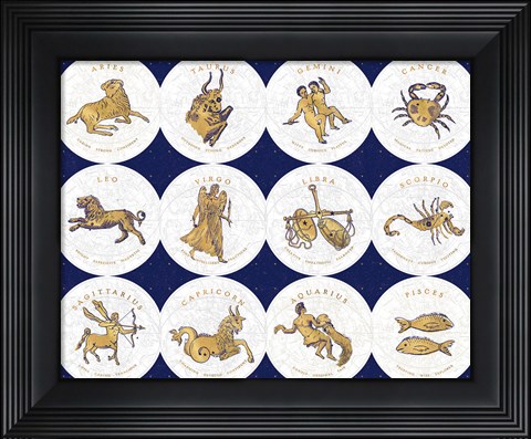 Framed Gilded Zodiac Signs Print