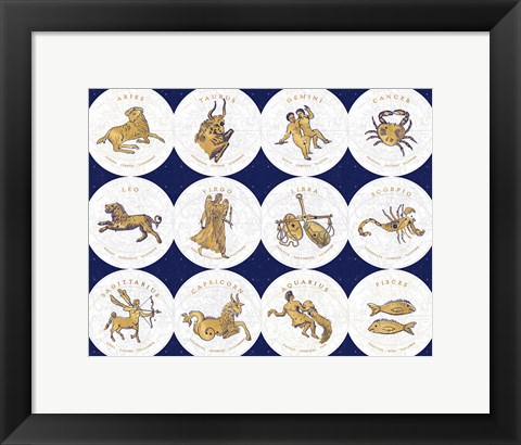 Framed Gilded Zodiac Signs Print