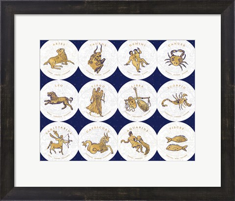 Framed Gilded Zodiac Signs Print