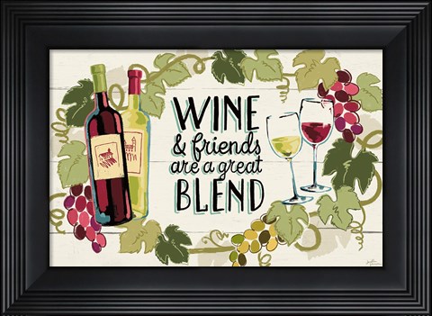 Framed Wine and Friends I Print