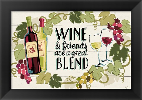 Framed Wine and Friends I Print