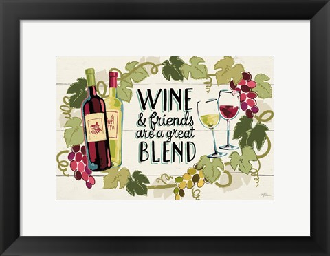 Framed Wine and Friends I Print