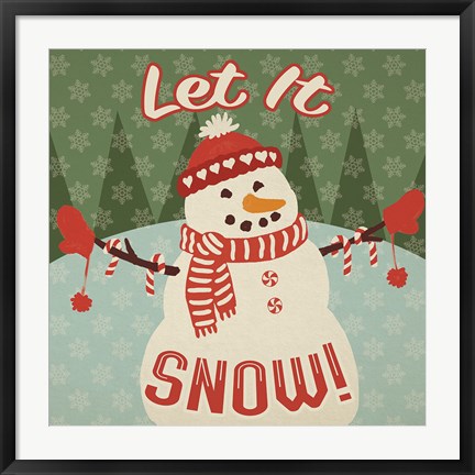 Framed Retro Christmas VII Let It Snow Print