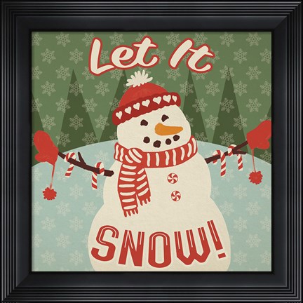 Framed Retro Christmas VII Let It Snow Print