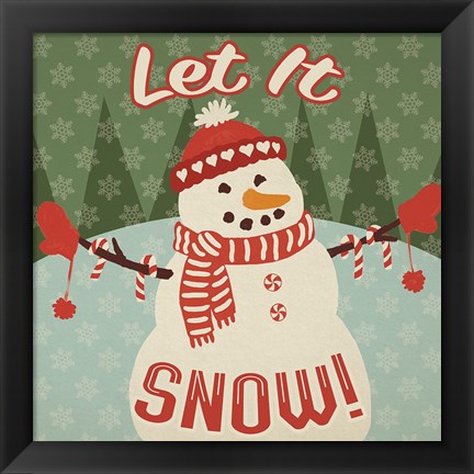 Framed Retro Christmas VII Let It Snow Print