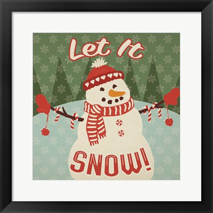 Framed Retro Christmas VII Let It Snow Print