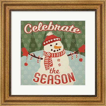 Framed Retro Christmas VII Celebrate the Season Print