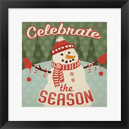 Framed Retro Christmas VII Celebrate the Season Print