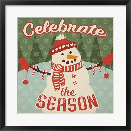 Framed Retro Christmas VII Celebrate the Season Print