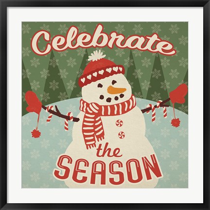 Framed Retro Christmas VII Celebrate the Season Print