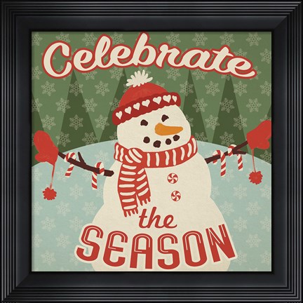 Framed Retro Christmas VII Celebrate the Season Print