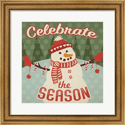 Framed Retro Christmas VII Celebrate the Season Print