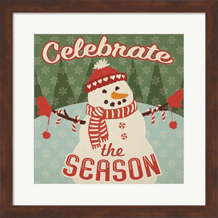 Framed Retro Christmas VII Celebrate the Season Print