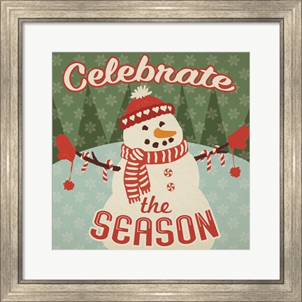 Framed Retro Christmas VII Celebrate the Season Print