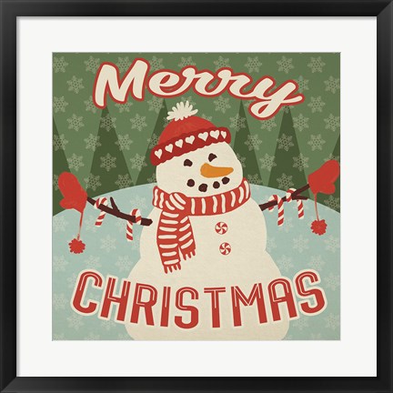 Framed Retro Christmas VII Merry Christmas Print