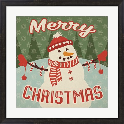 Framed Retro Christmas VII Merry Christmas Print
